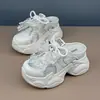 Mula de Malla con Suela Gruesa y Punta Cerrada para Mujer 2026 Nuevo Verano Ropa de Exterior Hueca Transpirable Lazo Zapatos de Abuelo Viejo Zapatos de Mujer