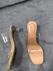Sandálias Transparentes para Mulheres Estilo Primavera 2025 Sandálias de Salto Grosso de Uma Tira Salto Super Alto Salto Agulha Feminino Solas de Borracha