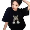 Camiseta de Algodão Puro de Manga Curta para Mulheres Verão 2026 Novo Design Popular Nicho Americano High Street Top Soltinho de Meia Manga