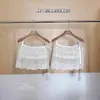 Cortina de Malla de Encaje con Flores Blancas para el Trasero Estilo Ballet Primavera y Verano para Mujer Falda con Tirantes Dulces de Lazo Superpuestos