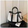 Bolsa de Lona de Alta Qualidade para Mulheres, Bolsa Transversal, Novo Estilo, Grande Capacidade, Bolsa de Mão Color Block, Versátil, Estilosa, Bolsa Tote de Ombro Único