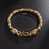 Pulsera con cabeza de dragón doble dominante de plata tailandesa vintage para hombre, venta directa de fábrica de joyería de textura clásica, gran oferta transfronteriza
