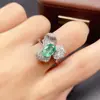 Anillo de Esmeralda Natural Transfronterizo Accesorios de Piedras Preciosas Nicho Gama Alta Joyería de Plata 925 6*8 Ventas Directas de Fábrica de Joyería