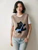 Nuevo Estilo Otoño e Invierno 2026 Chaleco de Punto Redondo Holgado con Patrón Jacquard de Gato