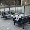 Sofá de Exterior Patio Jardín Impermeable Protector Solar Aleación de Aluminio Silla Sofá Mesa de Café Combinación Exterior Aire Libre Balcón Ocio