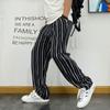 Estilo coreano chique primavera e outono calças casuais retas listradas masculinas estilo harajuku bf calças largas soltas calças compridas para homens e mulheres