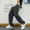 Estilo coreano chique primavera e outono calças casuais retas listradas masculinas estilo harajuku bf calças largas soltas calças compridas para homens e mulheres