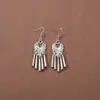 Novos Brincos de Tendência Nacional Estilo Chinês Estilo Antigo para Mulheres, Brincos Longos com Franja de Prata Xizang Estilo Palácio Retro, Joias para Orelha Estilo Étnico