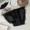 Comercio Exterior Transfronterizo Popular Satén de Seda Hielo Encaje con Abertura Ropa Interior Sexy Verano Delgado Cintura Baja Transparente Bragas
