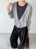 Outono 2026 Roupa Estilo Coreano Cardigã de Tricô Falso Duas Peças Solto Emagrecedor Versátil para Mulheres + Jaqueta Suéter Colete