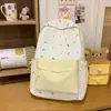 Mochila Fofa Simples Estilo Coreano para Mulheres, Grande Capacidade, Mochila Escolar Estudantil com Grafite Fofo, Mochila Doce e Versátil