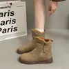 Botas de nieve de cuero suave y felpa de moda para mujer, nueva colección de invierno 2026, con suela gruesa, forro de felpa, que aumentan la altura y cálidas botas Martin