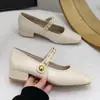 Zapatos Mary Jane Cuadrados Retro Franceses 2026 Moda Primavera Mujer Cadena Tacón Grueso Corte Bajo Zapatos Individuales Versátiles Correa Única