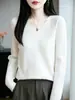 Suéter feminino Andy de fleece espesso, segunda pele afunilada, top de malha justo com gola V listrada
