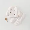 Roupas de bebê para outono e inverno, conjunto de duas peças com acolchoamento de algodão de 60g, Classe A, agasalho acolchoado de inverno para bebês e crianças pequenas