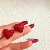 Pendientes de corazón de cristal rojo retro, estilo casual, con un toque de atmósfera, diseño elegante, estilo de nicho y versátiles.