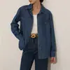 Camisa de Mezclilla para Mujer, Silueta Retro Estilo Hong Kong, Chaqueta Camisa Azul Lavado, Top Chic Estilo Coreano, Azul Claro para Mujer