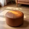 Banqueta de armazenamento estilo boêmio de luxo leve, assento macio acolchoado para roupas velhas, banqueta de armazenamento de couro com tampa para trocar de sapatos sem enchimento