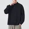 2025 Novo Outono Retrô Japonês Masculino Gola Alta Manga Longa Camiseta Moletom Base Solto Versátil