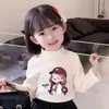 Camisetas de Manga Longa com Gola Alta Meia-Estação Outono/Inverno para Meninas, Camisetas Básicas para Crianças e Bebês, Tops de Veludo Modernos e Fofos
