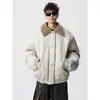 Diseño Estilo Old Money Nueva Chaqueta de Algodón Cálida con Solapa de Lana de Cordero de Invierno Unisex Abrigo de Algodón Holgado Moda Harajuku