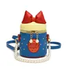 Bolso cubo para niños estilo coreano Nuevo bolso de mano lindo con lazo Bolso de hombro bandolera con cadena de perlas para niña estilo occidental