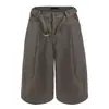 Pantalones Casuales de Pierna Ancha Recta Cortos con Retazos de Espiga Estilo Retro Old Money Corte Limpio para Hombre Primavera y Verano