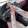 Manga de mano de protección solar de verano para mujer, seda de hielo floral delgada para exteriores, conducción transpirable, larga suelta talla grande, protección de brazo, entrega de una pieza