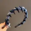 Diadema de Gasa Transpirable y Versátil Color Azul Galaxia para Mujer, Diseño de Corona Alta Hace que el Rostro Parezca Más Pequeño, Dientes de Peine Antideslizantes