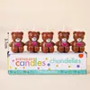 Estilo ins decoração de bolo de aniversário de desenho animado velas flores chapéus de festa urso de pelúcia rosto sorridente corações velas de aniversário infantil