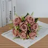 Flores Artificiais de Rosa Transfronteiriças, Rosas Coreanas de 7 Cabeças Mais Vendidas, Flores de Mão para Casamentos, Decoração de Casa, Enfeites de Flor de Seda