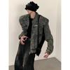 Moda Nicho All-match Vintage Lavado Ombreira Denim Jaqueta Masculina Nicho Design de Alta Qualidade Primavera e Outono Jaqueta Curta