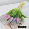 7 tulipanes artificiales agrupados con tallos de goma suave, arreglo floral de escritorio para el hogar estilo crema, flores decorativas para sala de estar