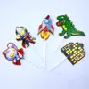 Decoração de bolo bolo de aniversário monstro de desenho animado casa dinossauro plug-in crianças assando decoração de bolo de aniversário