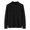 Nuevo Modelo Otoño/Invierno 2026 Suéter de Punto 100% Lana Fina Cuello Polo Manga Larga para Hombre Color Sólido Holgado Suéter de Lana