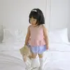 Top tipo halter con volantes lindo para niñas, estilo pequeño Chanel, top de moda sin mangas para bebés, popular estilo princesa