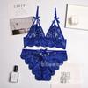 Conjunto de 2 piezas de ropa interior sexy europea y americana, nuevo conjunto de ropa interior sexy de jacquard con costuras de encaje y lazo en V profundo