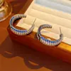 Pendientes Vintage de Plata con Zirconia en Forma de C, Lujo Ligero y Sensación de Alta Gama, Pendientes de Nicho Exquisitos y Elegantes para Mujer