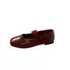 Zapatos Mary Jane Retro Franceses para Mujer 2025 Nuevos Zapatos Planos para Mujer Zapatos de Cuero Rojos Zapatos de Ballet para Abuela para Mujer