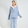 Pijama de Terciopelo Coral Transfronterizo Traje de Mujer Invierno Engrosado Más Terciopelo Pijama de Mujer Tallas Grandes Caliente Pijama de Terciopelo Coral Mujer