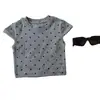 Camiseta de Lunares para Niña 26 Primavera/Verano, Camiseta Básica Versátil de Manga Corta con Estampado de Lunares para Bebé Niña, Ajustada, Cuello Redondo