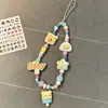 Ins Súper Lindo Dibujo Animado Oso de Mantequilla Cadena para Teléfono Móvil Lanyard Lindo Colgante de Cámara con Cuentas DIY Colgante para Bolsa de Llaves