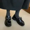 Zapatos de Cuero con Suela Gruesa y Lazo Francés para Mujer Primavera y Otoño 2026 Nuevos Mocasines Estilo Británico Retro Zapatos JK