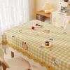 Toalha de Mesa Desenho Animado, Sem Lavagem, Impermeável, À Prova de Óleo, Resistente ao Calor, Estilo Dopamina Creme, Toalha de Mesa Retangular, Protetor de Mesa, Chá