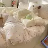 Juego de Cama de Algodón Lavado Grado Materno e Infantil Clase A de Cuatro Piezas, Sábana y Funda Nórdica de Algodón Puro para Bebé Ultra Suaves, Juego de Tres Piezas para Dormitorio de Estudiantes 4