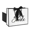 Sacolas de Presente para Noiva, Sacolas Tote para Lembrancinhas de Casamento, Sacolas de Papel de Embalagem de Presente High-End Preto e Branco
