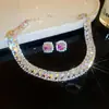 Conjunto de collar con colgante de gota de diamante transfronterizo para mujer, cadena para clavícula de moda nicho de lujo ligero, joyería versátil, sentido de alta gama para mujer
