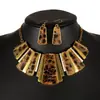 Set de collar y aretes de metal con estampado de leopardo transfronterizo europeo y americano, gargantilla retro exagerada de aleación para mujer