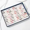 100 pares de brincos de plástico simples em caixa, pequenos brincos frescos, pingando óleo, geométricos, banhados a ouro, brincos de diamante, atacado de fábrica