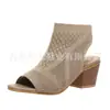 Sandalias de Punto con Tacón Grueso de Gran Tamaño Juyuan, Estilo Europeo y Americano de Nueva Moda, Sandalias de Tacón Alto sin Cierre para Mujer de Exportación